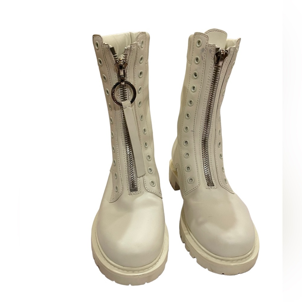 Christian Dior Womens Flatform Ivory White Combat Boot Size 36